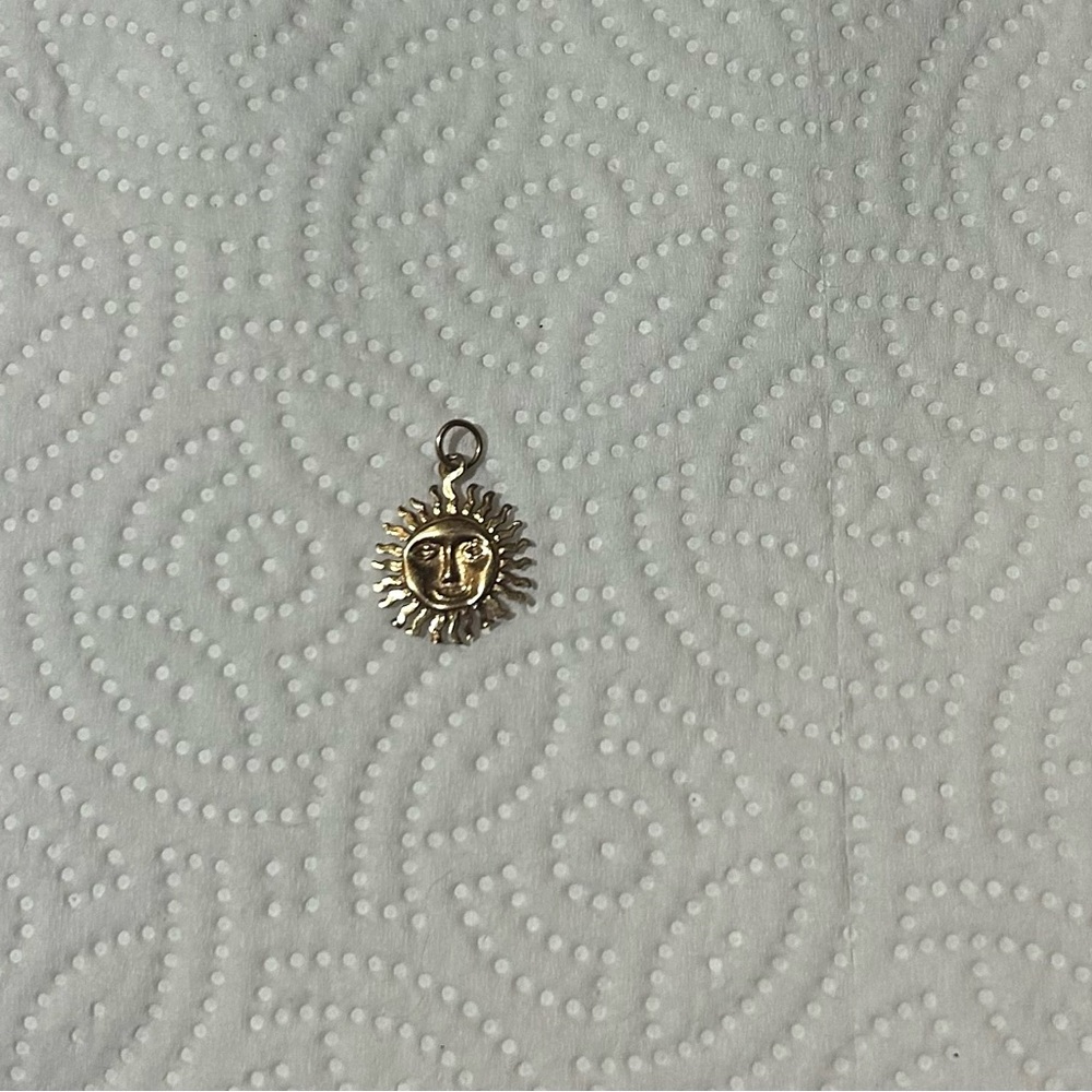 Gold Toned Celestial Sun Face Pendant